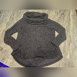 Lucky Brand Chenille Grey Cowl Neck Ribbed Sweater | 2X